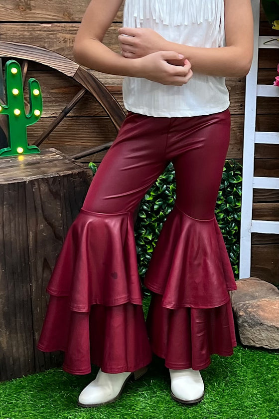 Burgundy double layer extra wide bell bottoms. PNG25153106-AMY