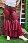Burgundy double layer extra wide bell bottoms. PNG25153106-AMY
