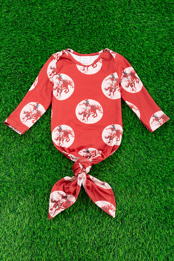 Red Horse rider printed baby gown. PJB65153006