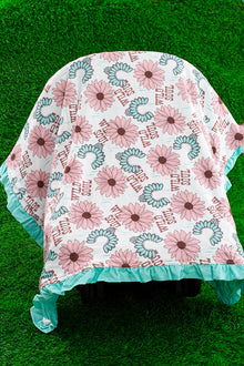  Floral printed & concho horseshoe baby blanket. (38"BY40") BKG65113012 M