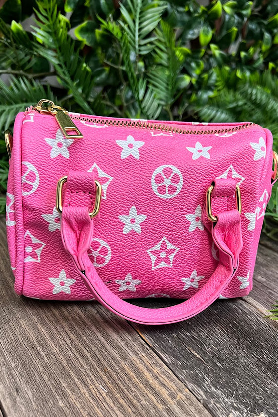 hot pink star printed satchel crossbody. BBG25153064 S S