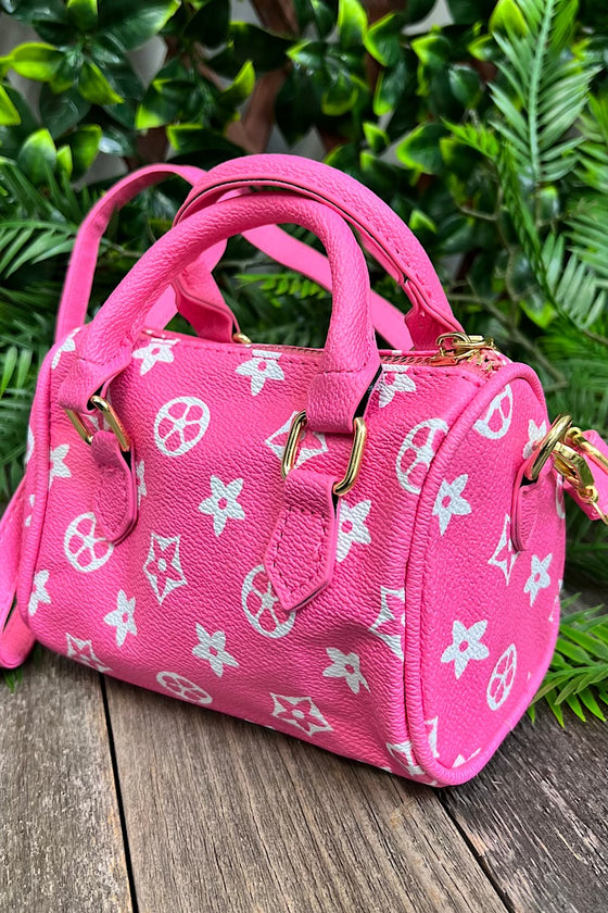 hot pink star printed satchel crossbody. BBG25153064 S S