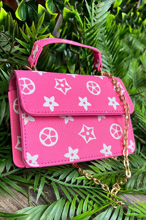 pink star printed crossbody with chain. BBG65153008 S