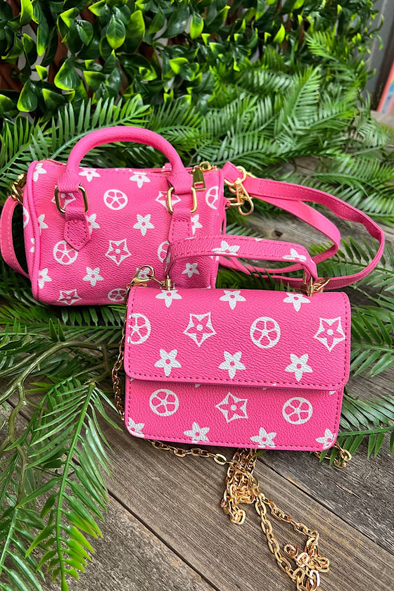hot pink star printed satchel crossbody. BBG25153064 S S