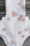 White with golden Lace embroidered baby onesie. HY-DLH6704K-AMY