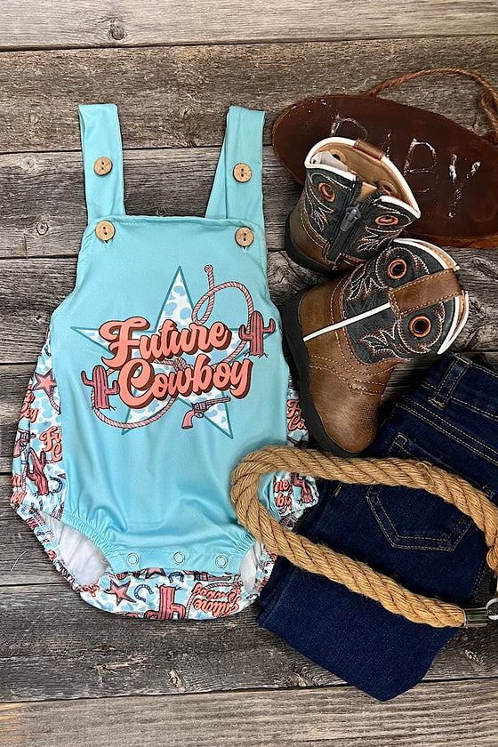 Future cowboy" Multi-printed baby onesie.RPG25153030-AMY