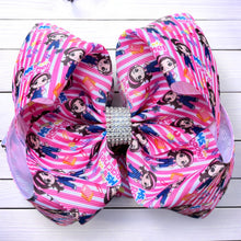  Rach*l fuchsia stripe double layer hairbows. 4pcs/$10.00 BW-DSG-B22