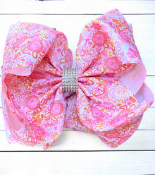  Pink & Orange tortoise printed double layer hair bows. 4PCS/$10.00 BW-DSG-B28