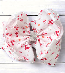  Ditsy floral on white double layer hair bows. BW-DSG-30