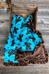 Cactus printed on turquoise baby blanket & brown ruffle trim (35" by 35") BKB25153011 M