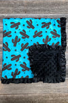 Cactus printed baby blanket with black ruffle trim (35" by 35") BKG25113021