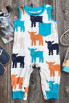 Goat printed infant romper with snaps. RPB25153040 jeann