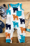 Goat printed infant romper with snaps. RPB25153040 jeann