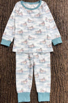 Mallard Duck on white boys pajamas. BLP0425-24-Jean