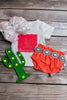 Coral ruffle hem baby bloomers. PNG25153120 SOL