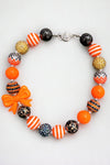 Orange & black Multi-printed bubble gum necklace. 3PCS/$12.00 ACG40113001