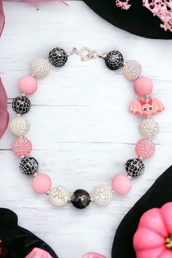 Pink & black bubble necklace with bat side pendant. 3PCS/$15.00 ACG40153029