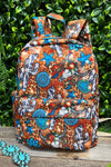 Concho, star & cow cactus printed Medium size backpack. BP-202323-8