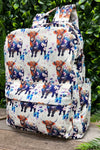 tie dye highland cow printed Medium size backpack.BP-202323-15