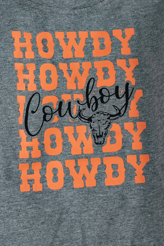 Howdy Howdy" gray sweatshirt. TPB25133022-LOI