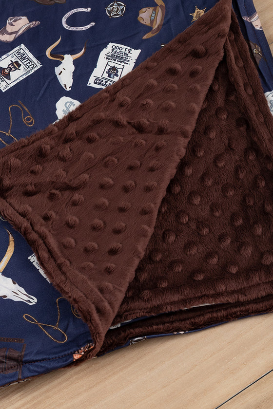Navy/Western printed infant baby blanket. (38"by40") BKB65153018
