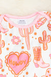 Pastel pink howdy heart printed infant gown. PJG65153007