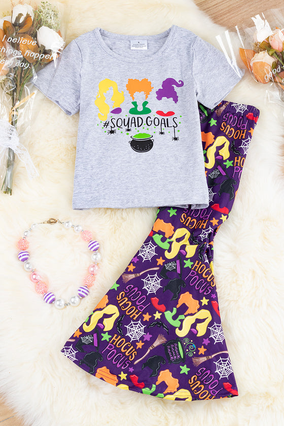 Gray Hocus tee & purple pants set.  OFG40153068-LOI