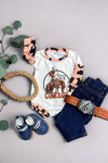 It's cool to be a cowboy" graphic printed infant baby onesie. LR042005-amy