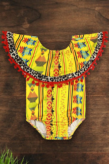 Yellow aztec printed baby onesie. LT-DLH5396K-loi