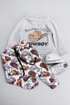 Mommy's little cowboy" gray sweatshirt & pants set. OFB65153004-LOI