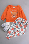 Highland cow orange sweatshirt & pants. OFB65153005-SOL