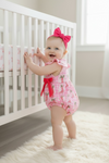 Pink Gingham w/ boot printed baby romper w/snaps. RPG60874 JEAN