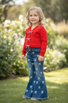 Bow printed on denim bootcut jeans w/adjustable waistband.  PNG60121 AMY