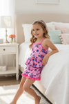 Blue Cat printed on pink girls short set. OFG60969 AMY
