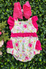 Floral printed baby romper with ruffle hem. SR120803-SOL