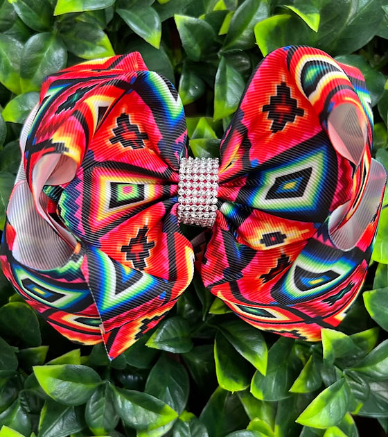 Aztec printed double layer hair bows. 10pcs/$8.00 BW-DSG-976 SET1