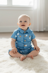 Star printed boys baby romper with snaps. RPB60172 Jean