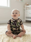 Green gone fishing printed baby romper. RPB60250 SOL