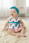 Bull skull & western boot printed swing set with open back. RPG60808 AMY