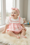 Geese printed baby romper with gingham pattern. RPG61171 AMY