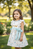 "Mama's Girl" Embroidery dress with blue floral print.  DRG61561 JEAN