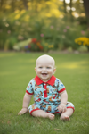 Lt. Blue multi-printed western printed baby romper with snaps. RPB60287 JEAN