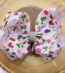  Multi Color lady bug printed double layer hair bows. 4PCS/$10.00 BW-DSG-B3