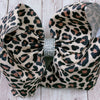 6.5"Lt. Tan Leopard Character printed hair bows. 4pcs/$10.00. BW-DSG-5079