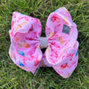 Back to school pink printed double layer hair bows. 4PCS/$10.00 BW-DSG-1041