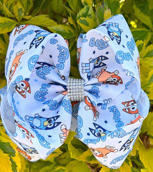  Character printed on white double layer hair bows. 4PCS/$10.00 BW-DSG-1037