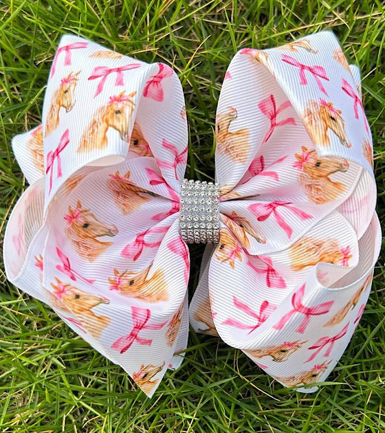 Coquette-Stallion printed double layer hair bows. 4PCS/$10.00 BW-DSG-1038