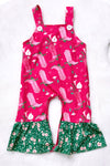 Cowboy boot printed on Fuchsia printed baby romper. SR030702-SOL