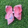 5" White duck on pink embroidered bow w/ white moon stitch . 4PCS/$12.00 BW-DSG-5103