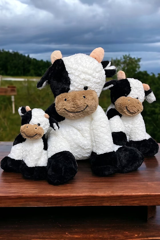 Plushy cow is available in 3 sizes.